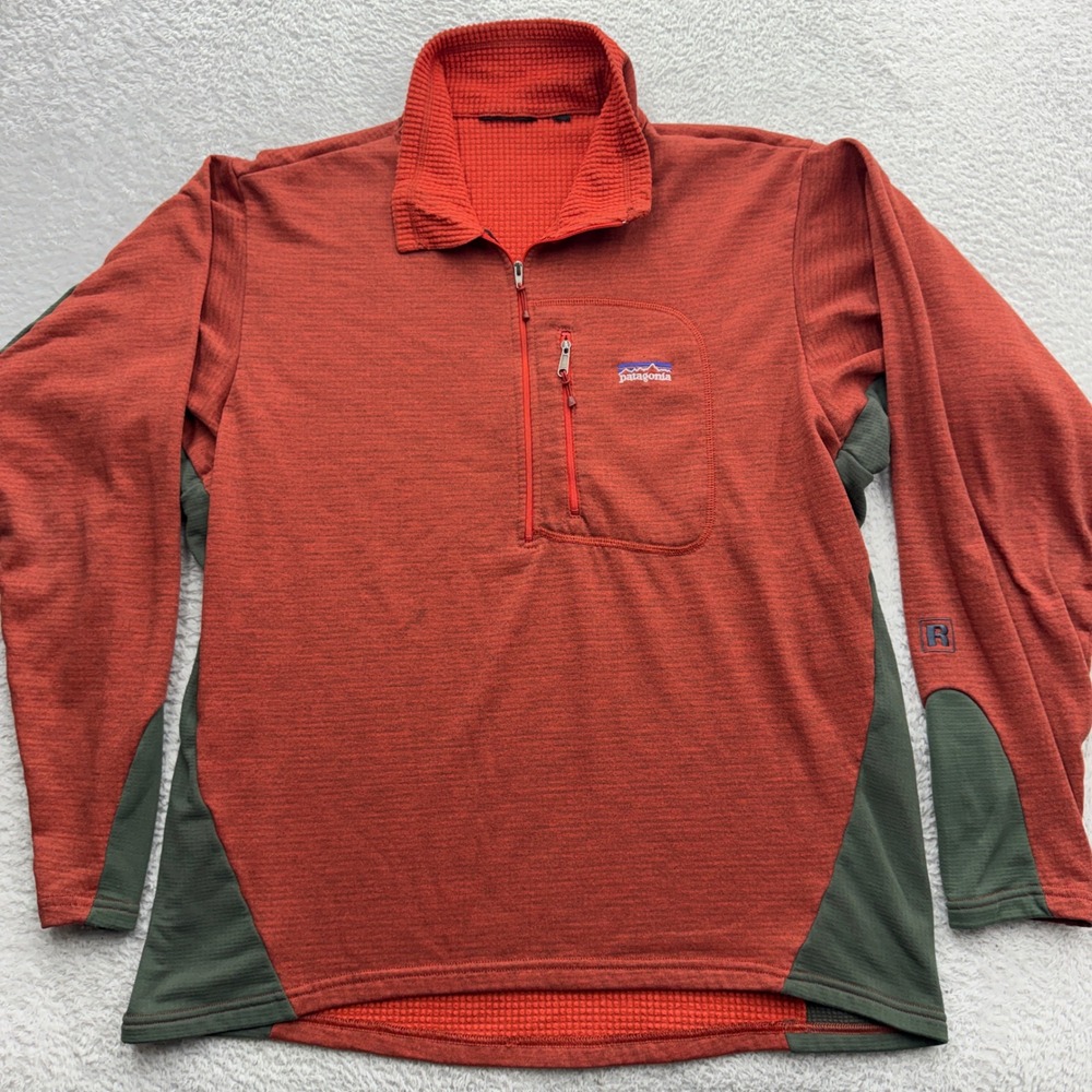 Patagonia R1 Regulator Half Zip Technical Fleece Pullover Red Green Mens Large
